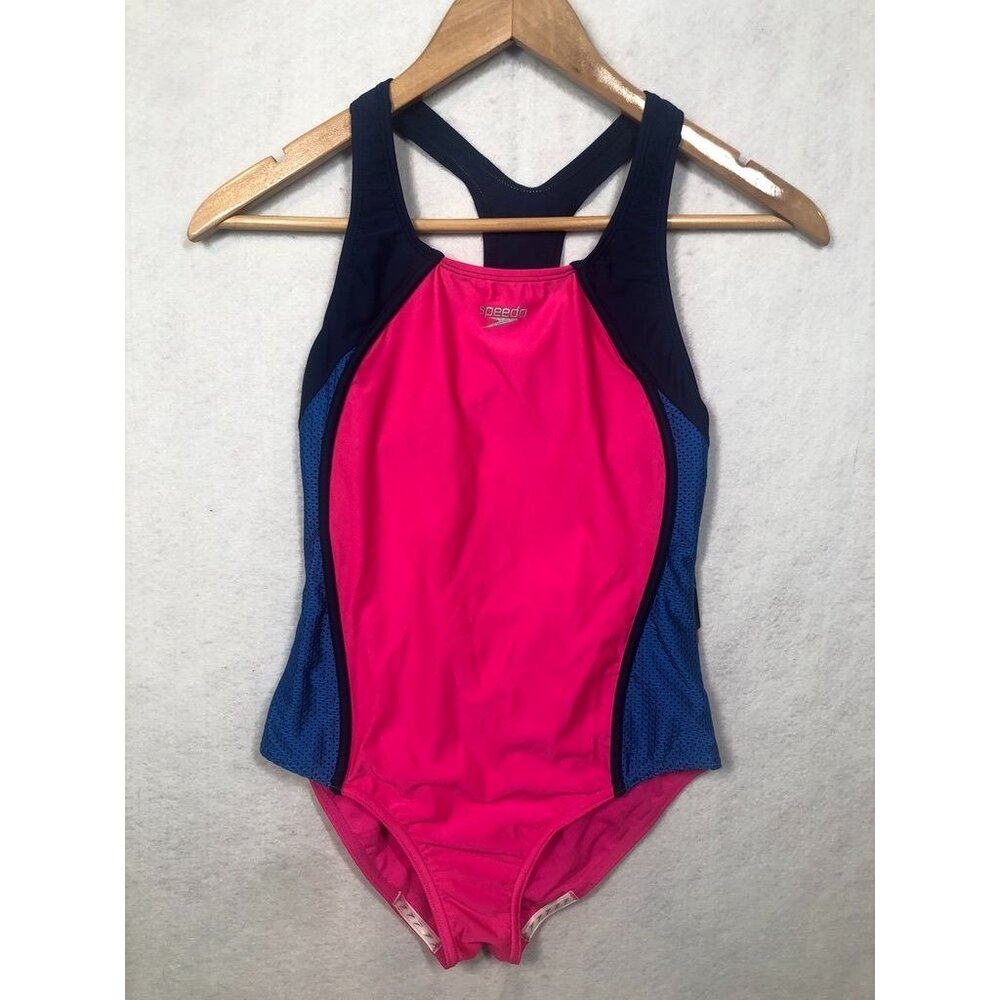 Speedo Girls One Piece Swimsuit in Pink and Navy